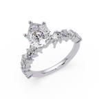 Nature-Inspired Pear Diamond Engagement Ring with Marquise & Round Accent Stones