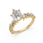 Nature-Inspired Pear Diamond Engagement Ring with Marquise & Round Accent Stones