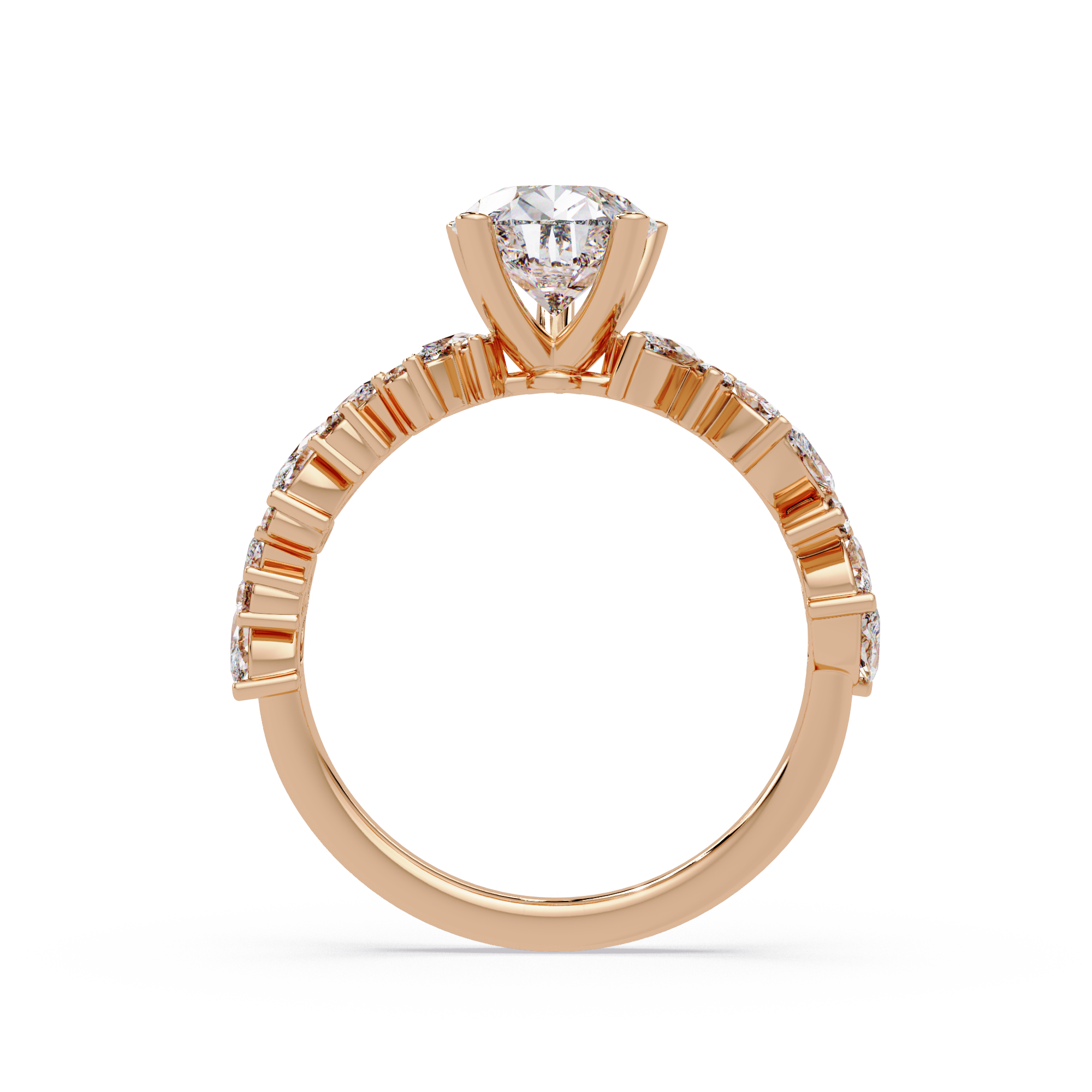 Nature-Inspired Pear Diamond Engagement Ring with Marquise & Round Accent Stones