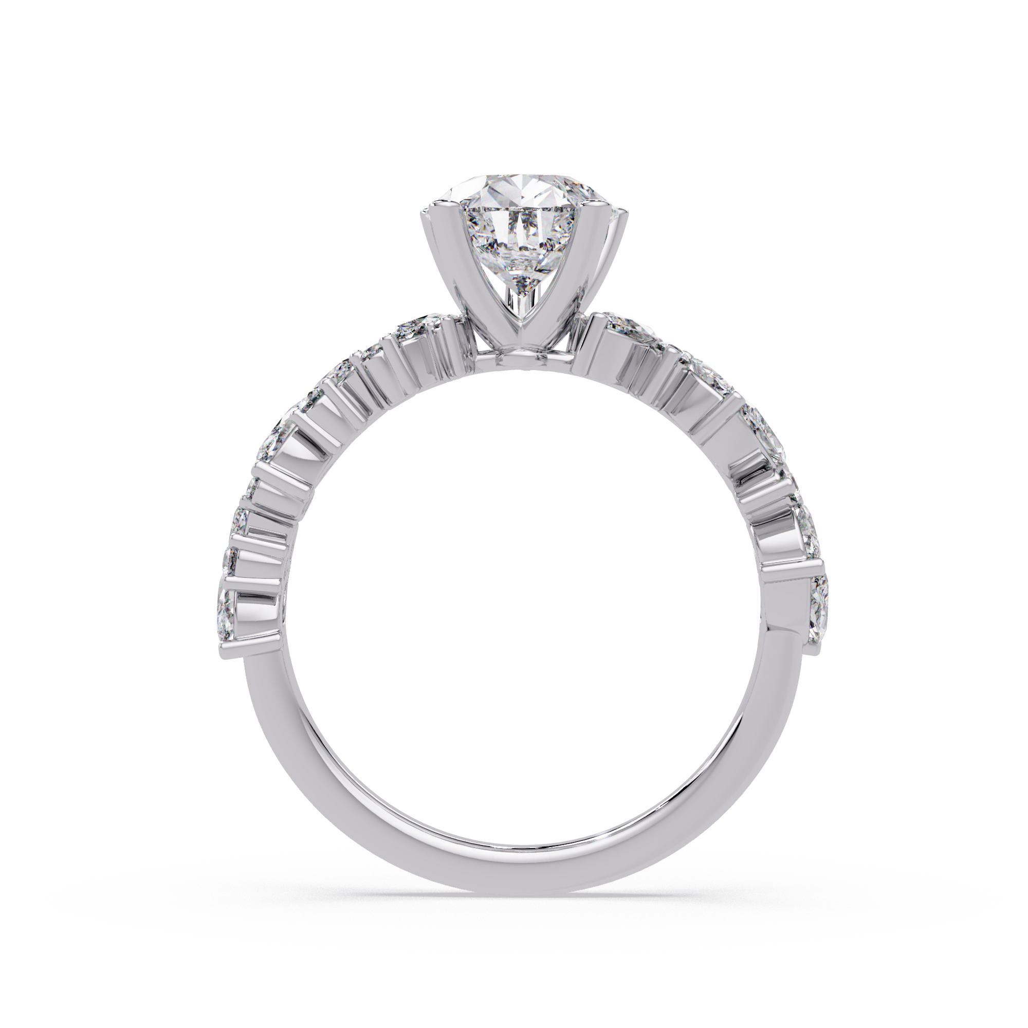 Nature-Inspired Pear Diamond Engagement Ring with Marquise & Round Accent Stones