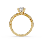 Nature-Inspired Pear Diamond Engagement Ring with Marquise & Round Accent Stones