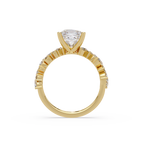 Nature-Inspired Princess Diamond Engagement Ring with Marquise & Round Accent Stones