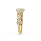 Nature-Inspired Princess Diamond Engagement Ring with Marquise & Round Accent Stones