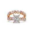 Nature-Inspired Princess Diamond Engagement Ring with Marquise & Round Accent Stones
