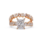 Nature-Inspired Princess Diamond Engagement Ring with Marquise & Round Accent Stones