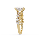 Nature-Inspired Princess Diamond Engagement Ring with Marquise & Round Accent Stones