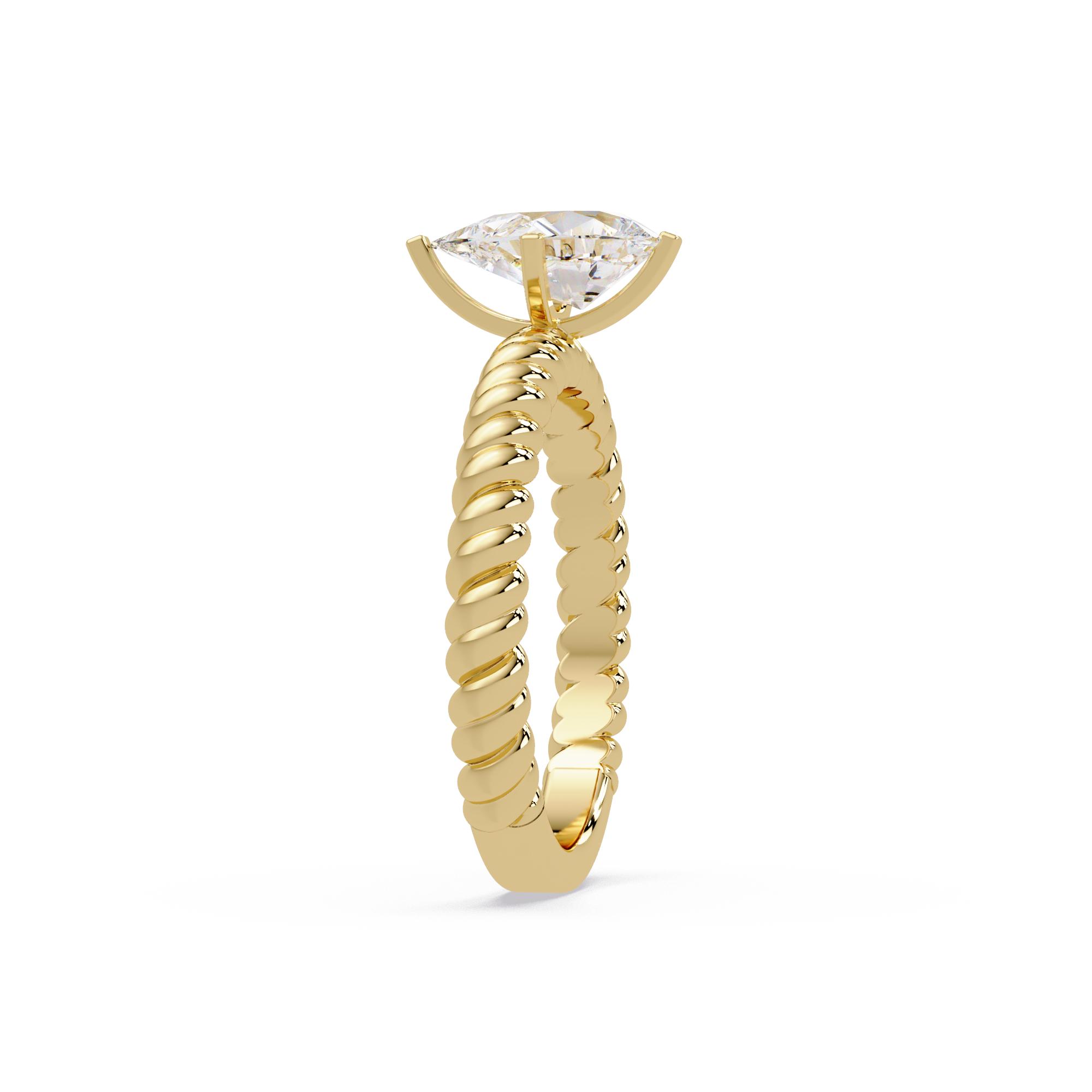 Twisted Rope Pear Diamond Solitaire Engagement Ring