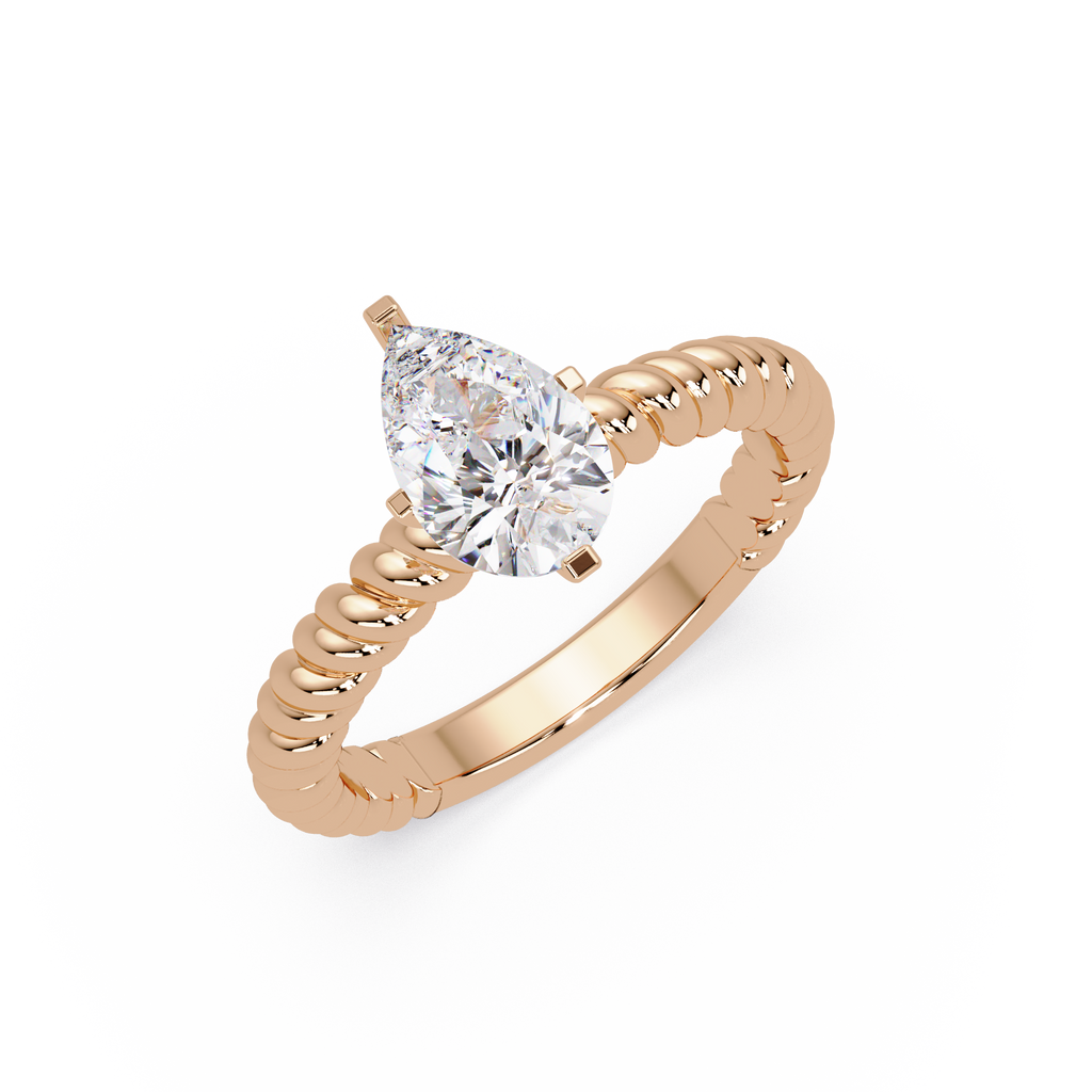 Twisted Rope Pear Diamond Solitaire Engagement Ring
