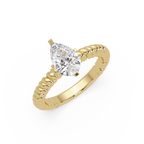 Twisted Rope Pear Diamond Solitaire Engagement Ring