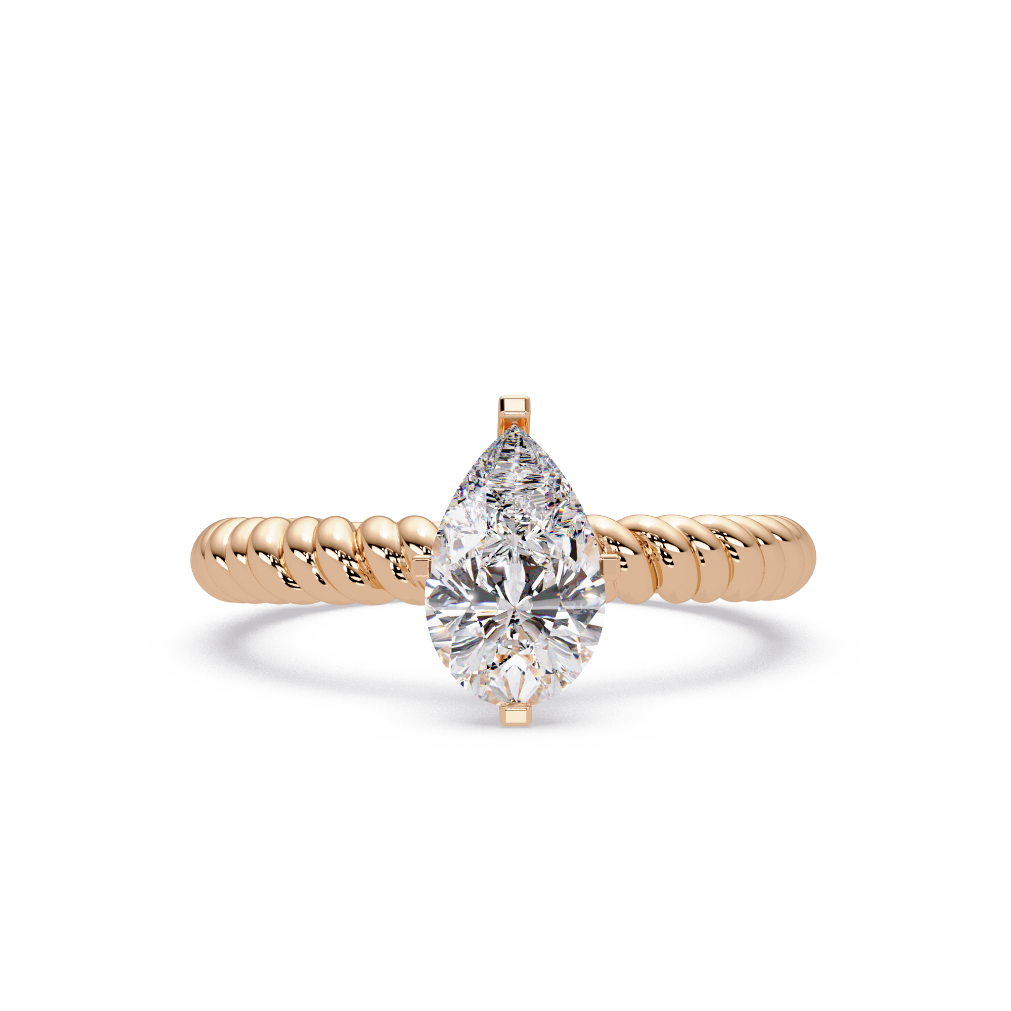 Twisted Rope Pear Diamond Solitaire Engagement Ring
