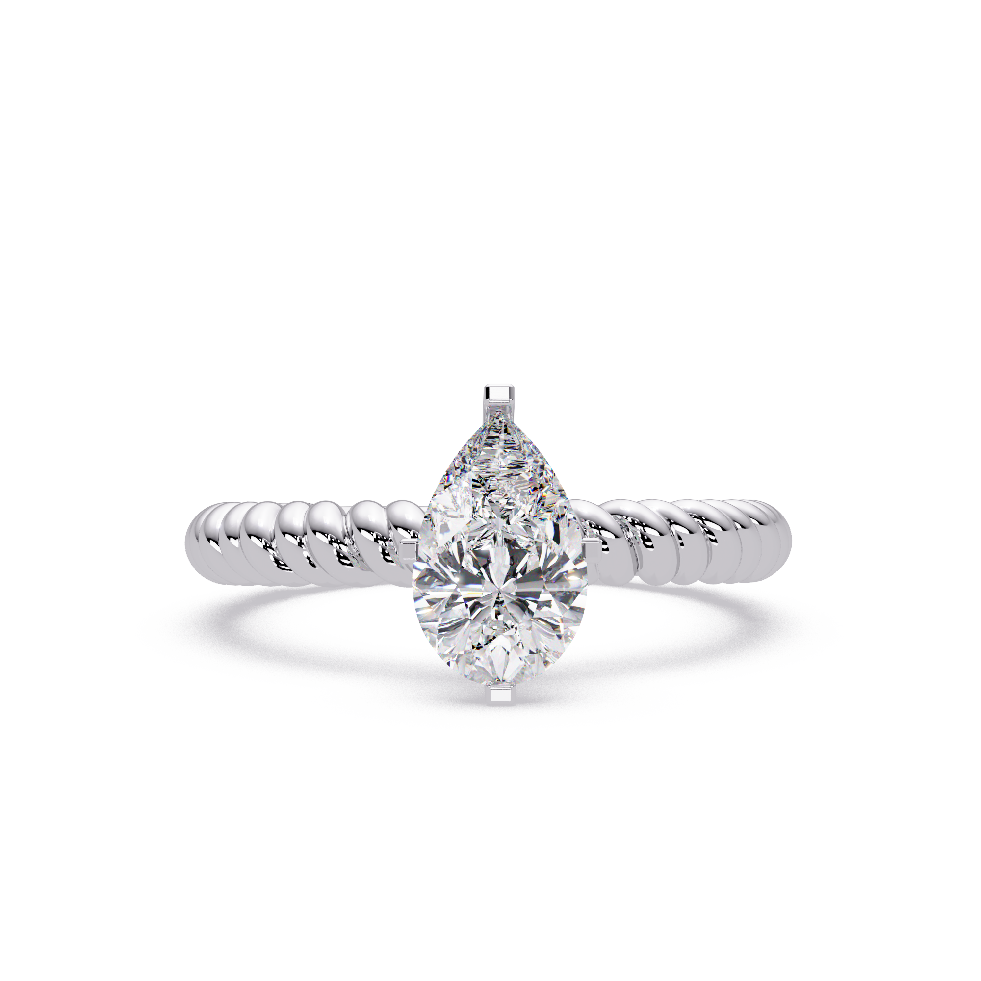 Twisted Rope Pear Diamond Solitaire Engagement Ring