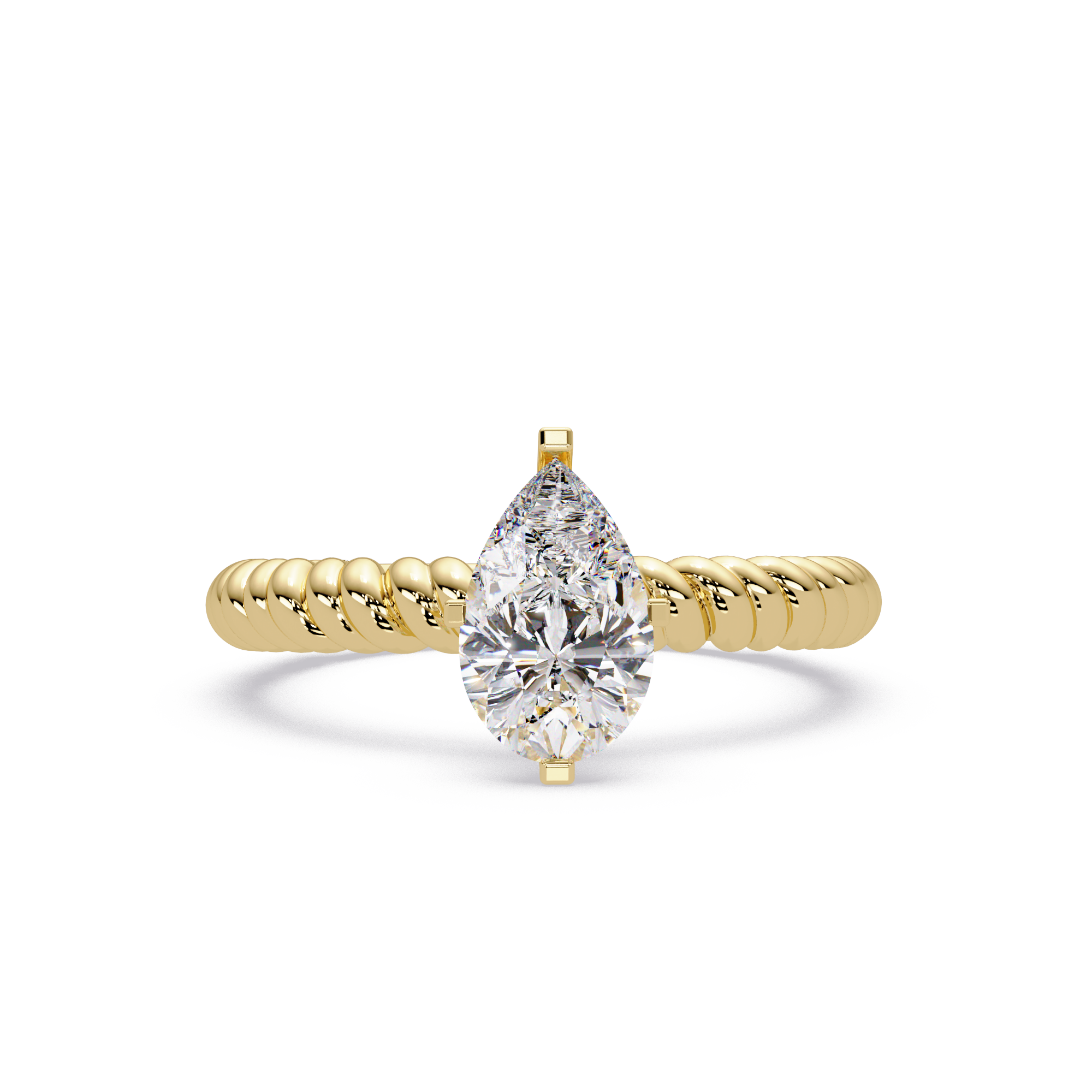 Twisted Rope Pear Diamond Solitaire Engagement Ring