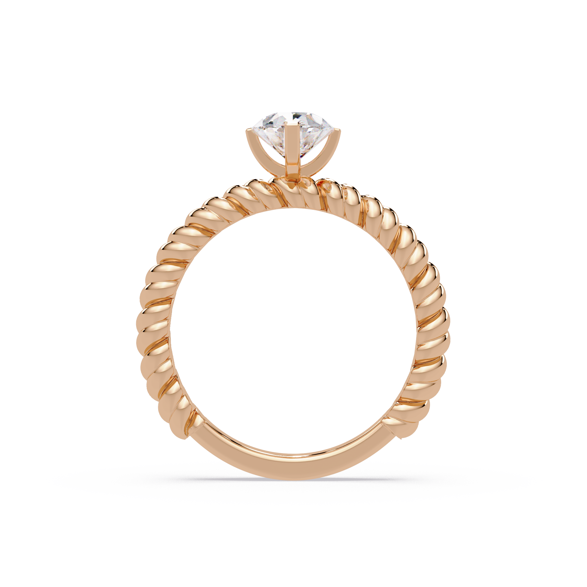 Twisted Rope Pear Diamond Solitaire Engagement Ring