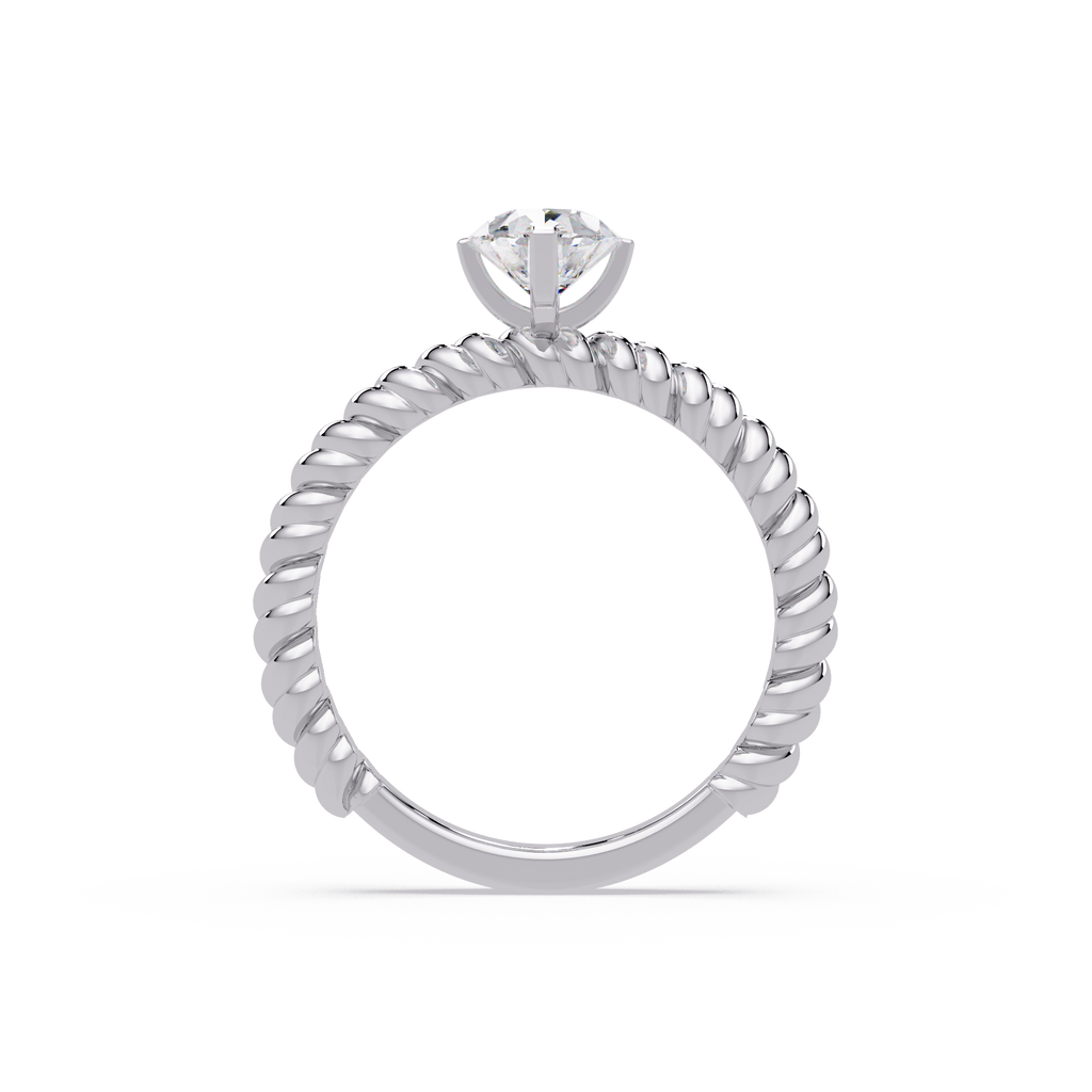 Twisted Rope Pear Diamond Solitaire Engagement Ring