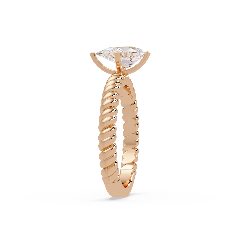 Twisted Rope Pear Diamond Solitaire Engagement Ring