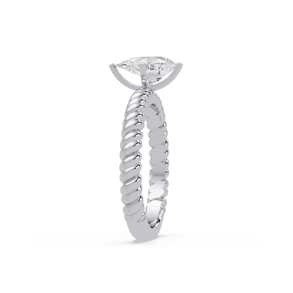 Twisted Rope Pear Diamond Solitaire Engagement Ring