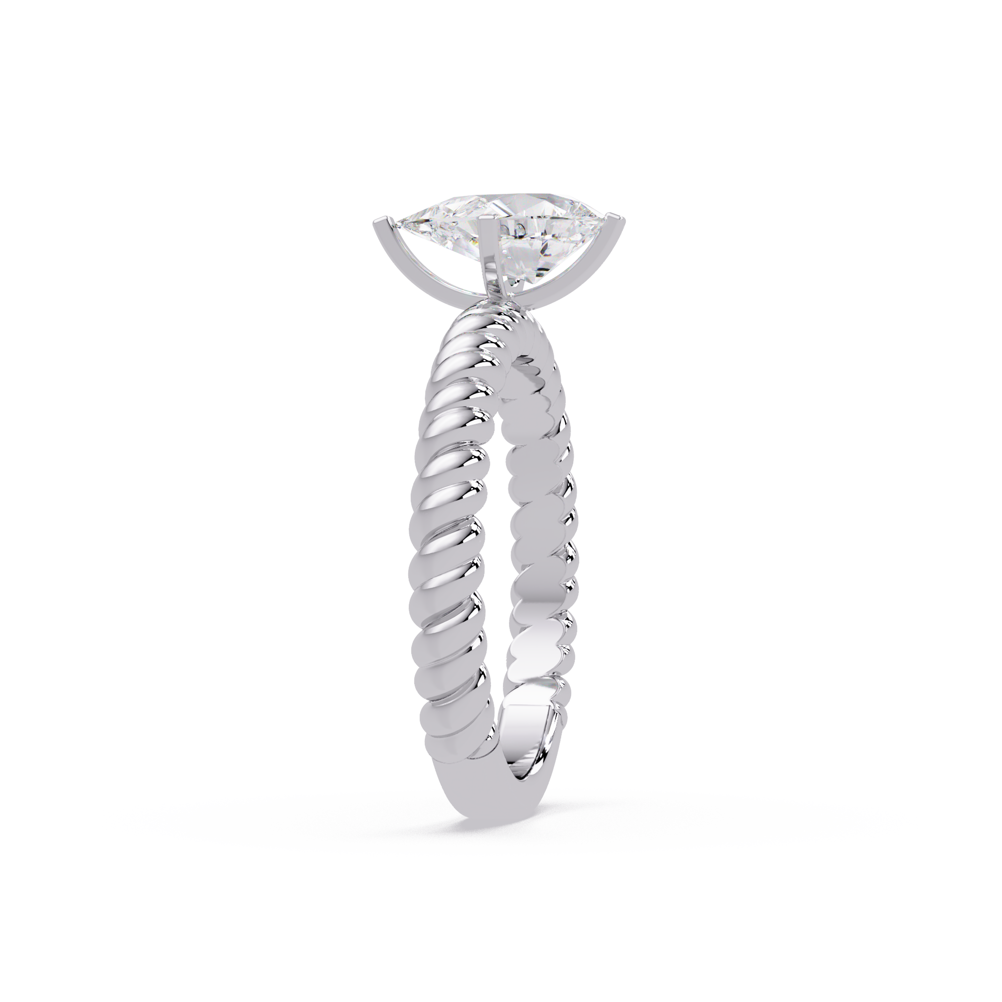 Twisted Rope Pear Diamond Solitaire Engagement Ring