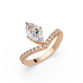 Modern Bypass Marquise Diamond Engagement Ring with Pavé Band