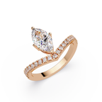 Modern Bypass Marquise Diamond Engagement Ring with Pavé Band