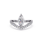 Modern Bypass Marquise Diamond Engagement Ring with Pavé Band
