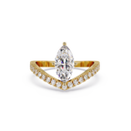 Modern Bypass Marquise Diamond Engagement Ring with Pavé Band