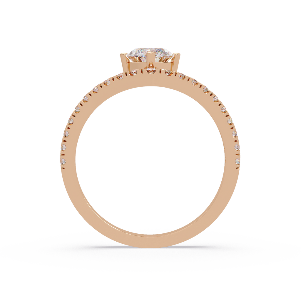 Modern Bypass Marquise Diamond Engagement Ring with Pavé Band