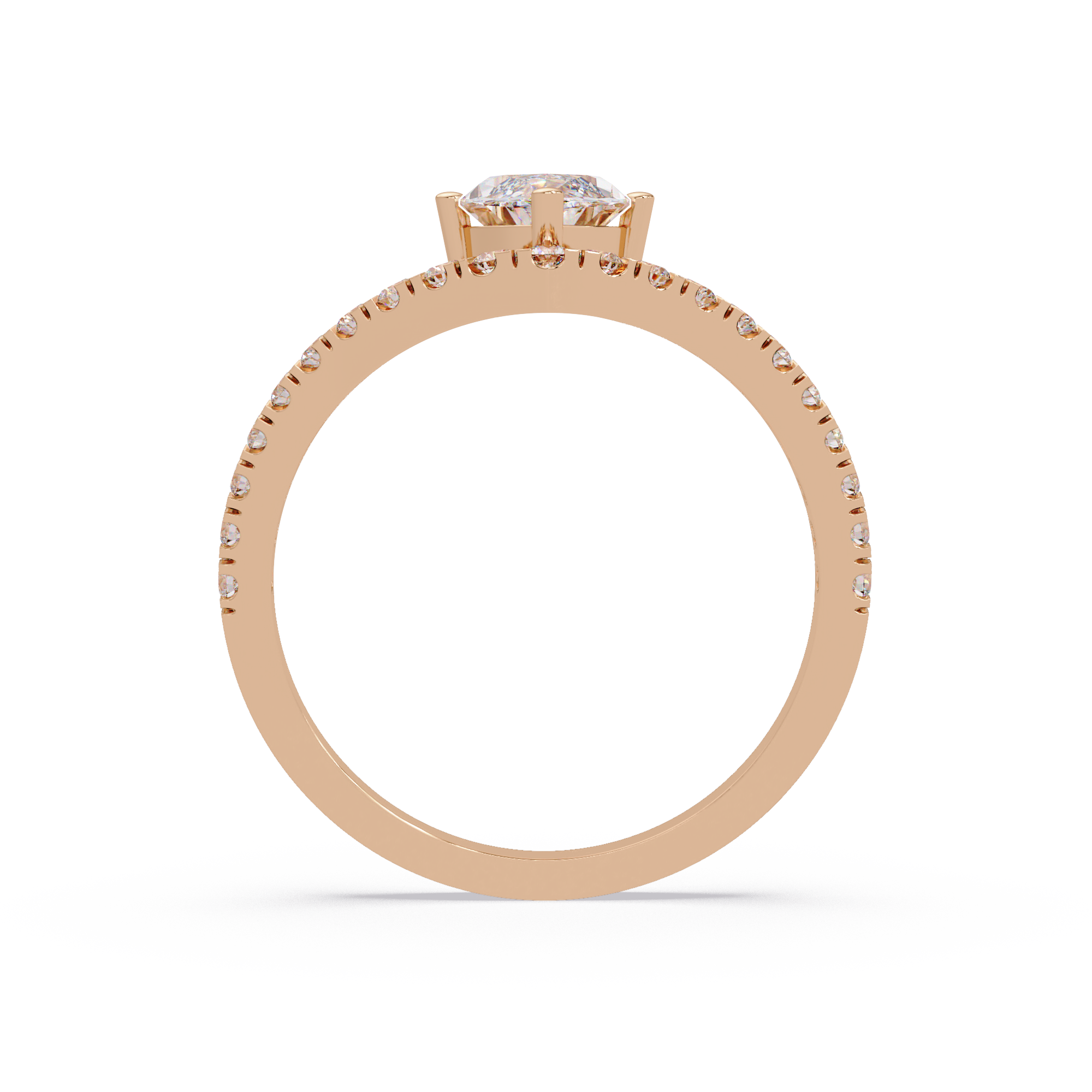 Modern Bypass Marquise Diamond Engagement Ring with Pavé Band