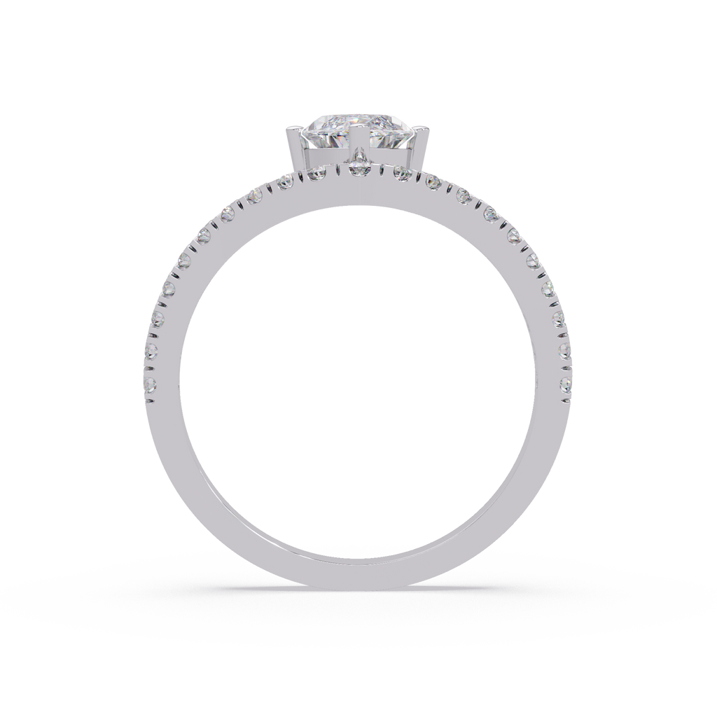 Modern Bypass Marquise Diamond Engagement Ring with Pavé Band