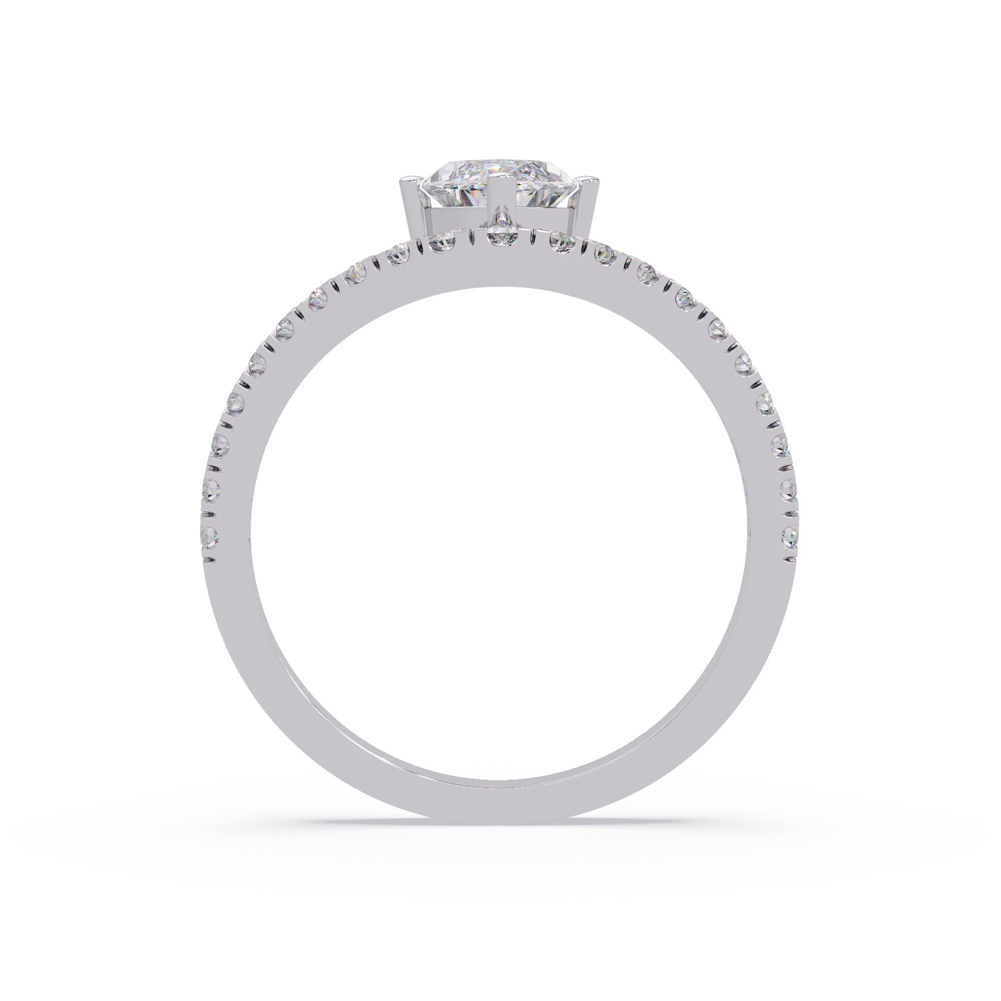 Modern Bypass Marquise Diamond Engagement Ring with Pavé Band