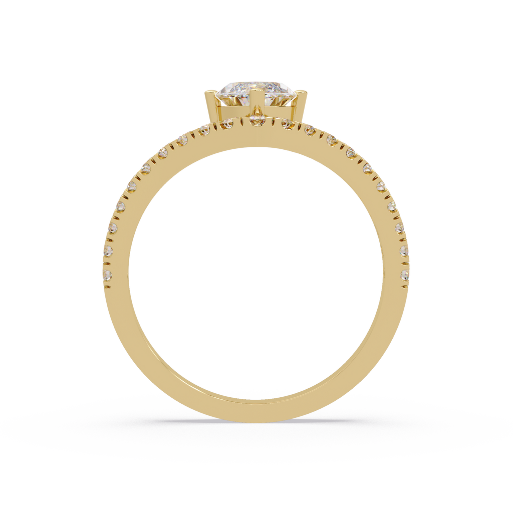Modern Bypass Marquise Diamond Engagement Ring with Pavé Band