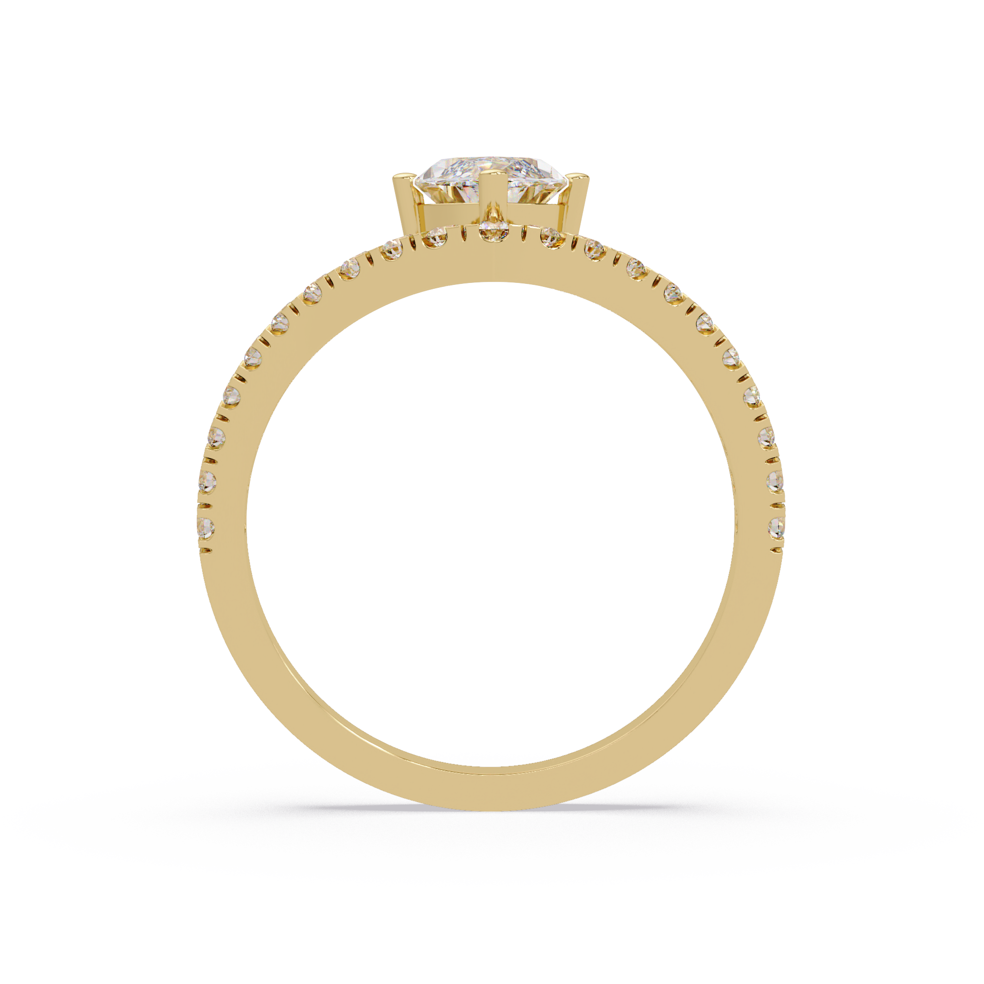 Modern Bypass Marquise Diamond Engagement Ring with Pavé Band