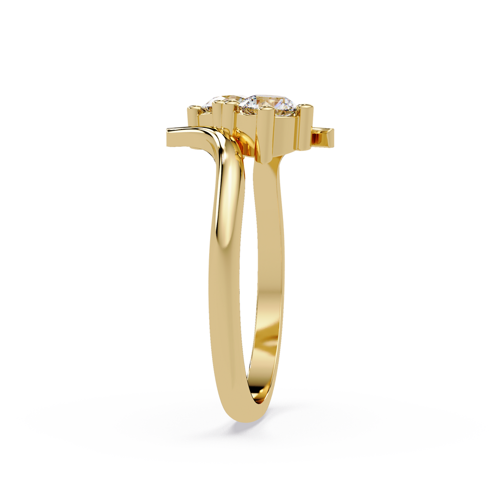 Elegant Dual Round Diamond Bypass Engagement Ring