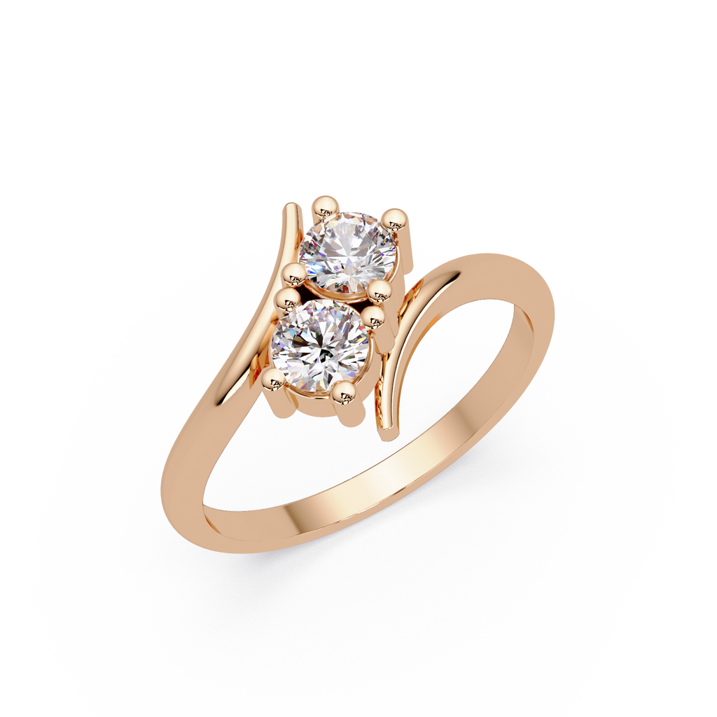 Elegant Dual Round Diamond Bypass Engagement Ring