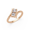 Elegant Dual Round Diamond Bypass Engagement Ring