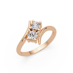 Elegant Dual Round Diamond Bypass Engagement Ring
