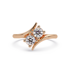 Elegant Dual Round Diamond Bypass Engagement Ring