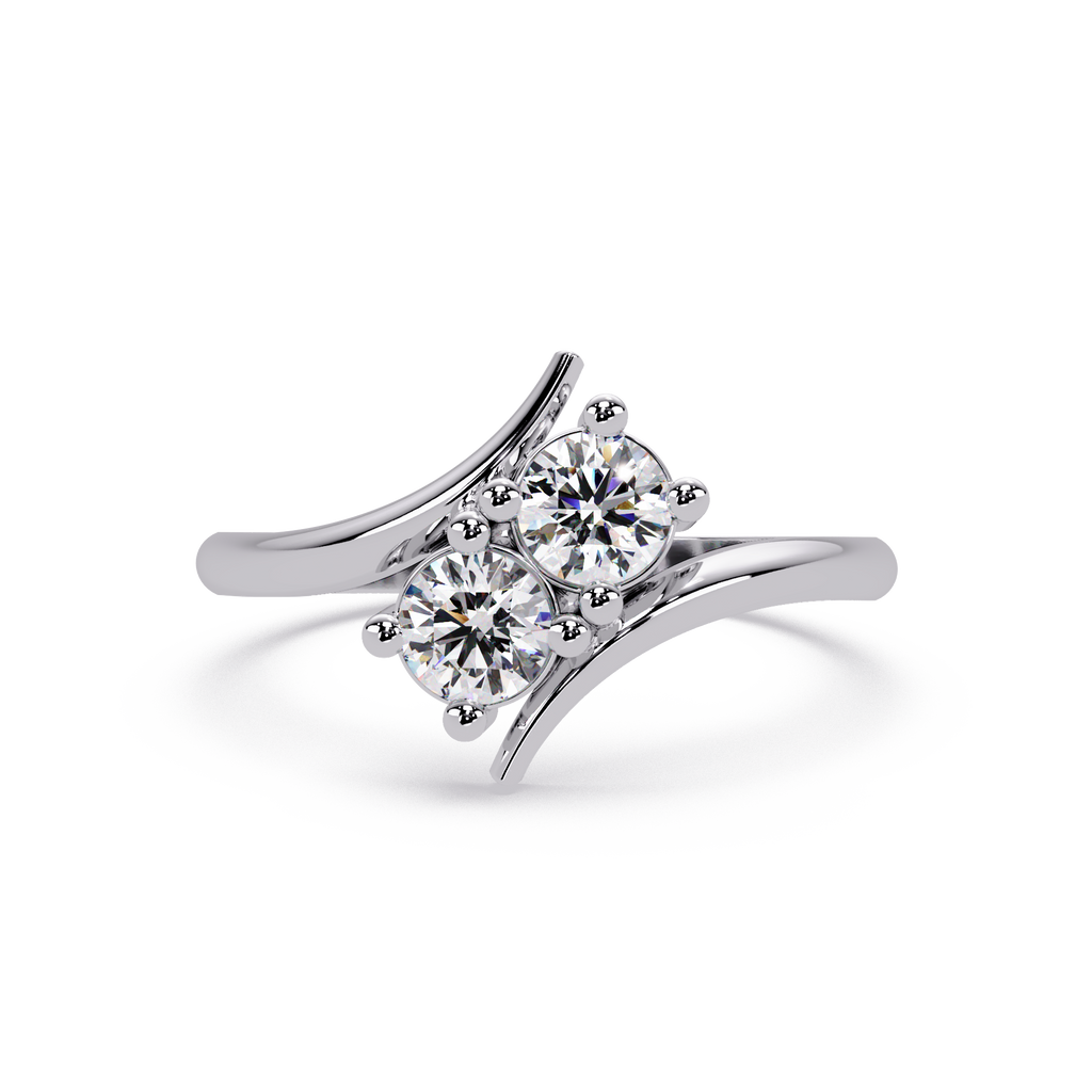 Elegant Dual Round Diamond Bypass Engagement Ring