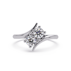 Elegant Dual Round Diamond Bypass Engagement Ring