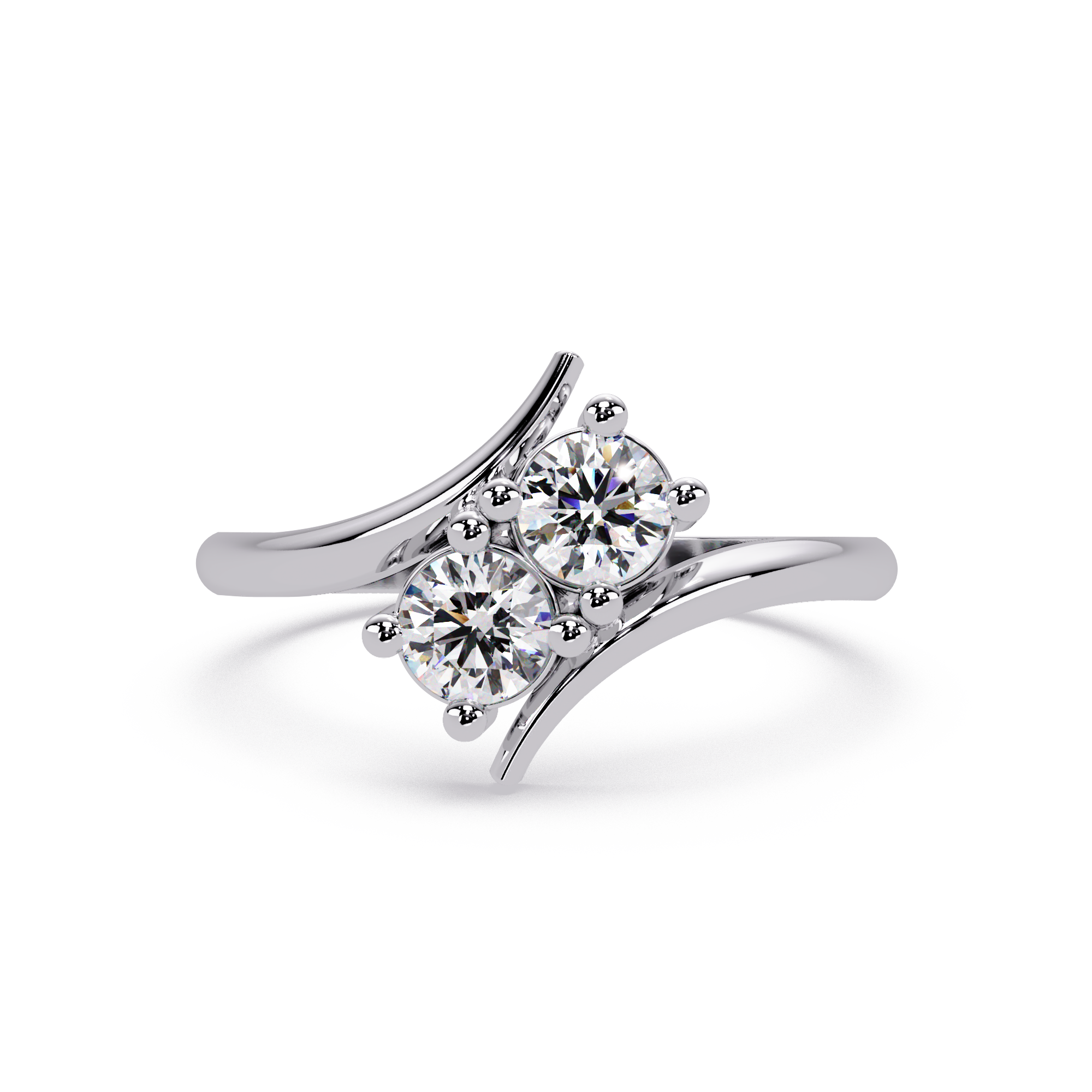 Elegant Dual Round Diamond Bypass Engagement Ring