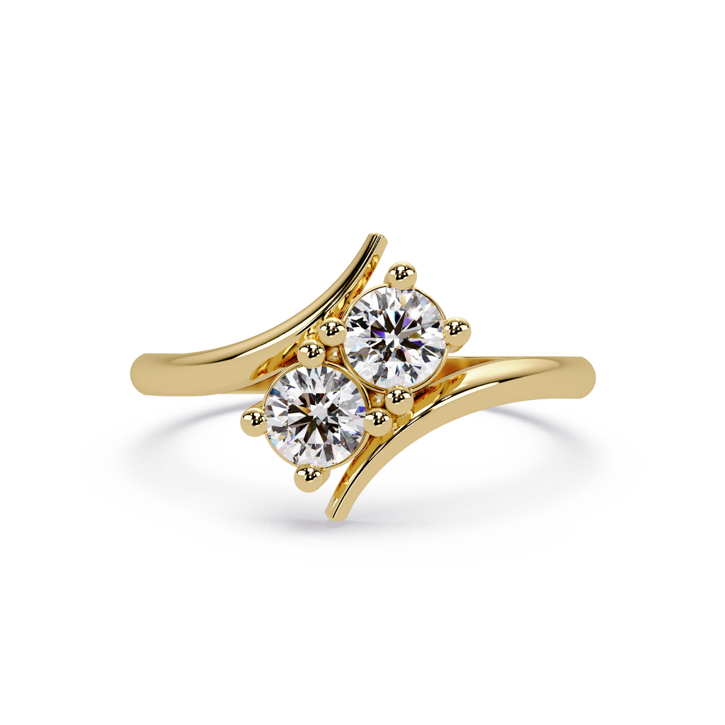 Elegant Dual Round Diamond Bypass Engagement Ring