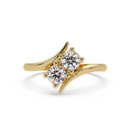Elegant Dual Round Diamond Bypass Engagement Ring