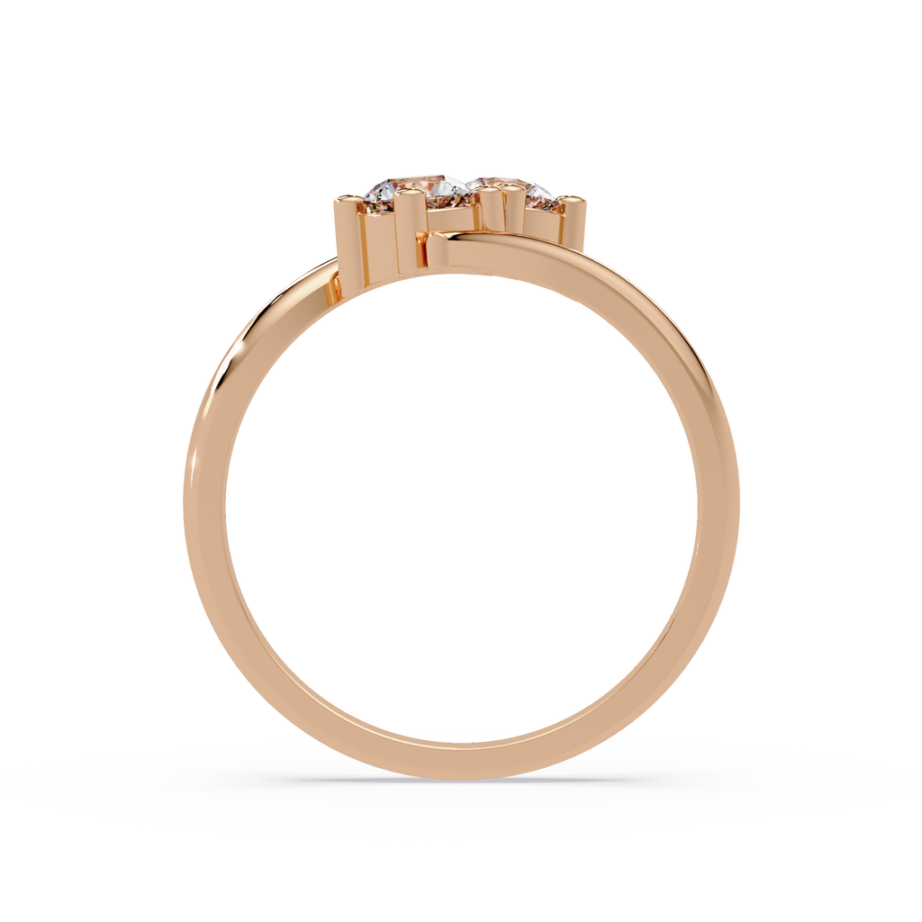 Elegant Dual Round Diamond Bypass Engagement Ring
