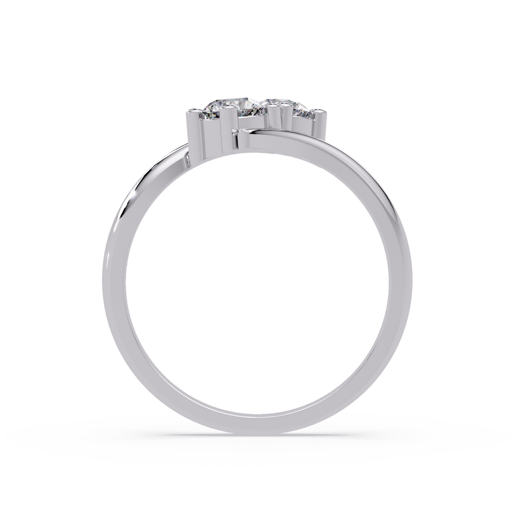 Elegant Dual Round Diamond Bypass Engagement Ring