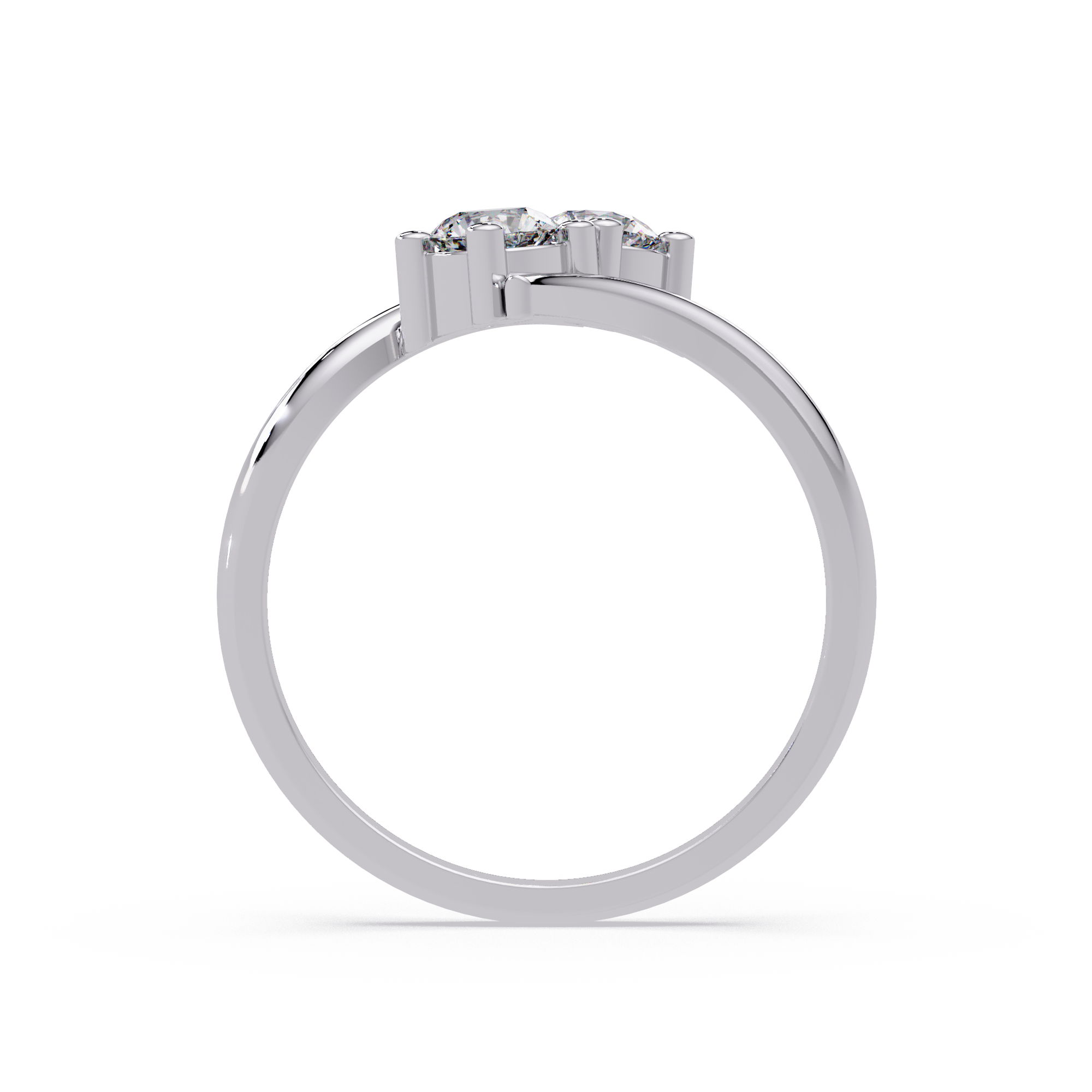 Elegant Dual Round Diamond Bypass Engagement Ring