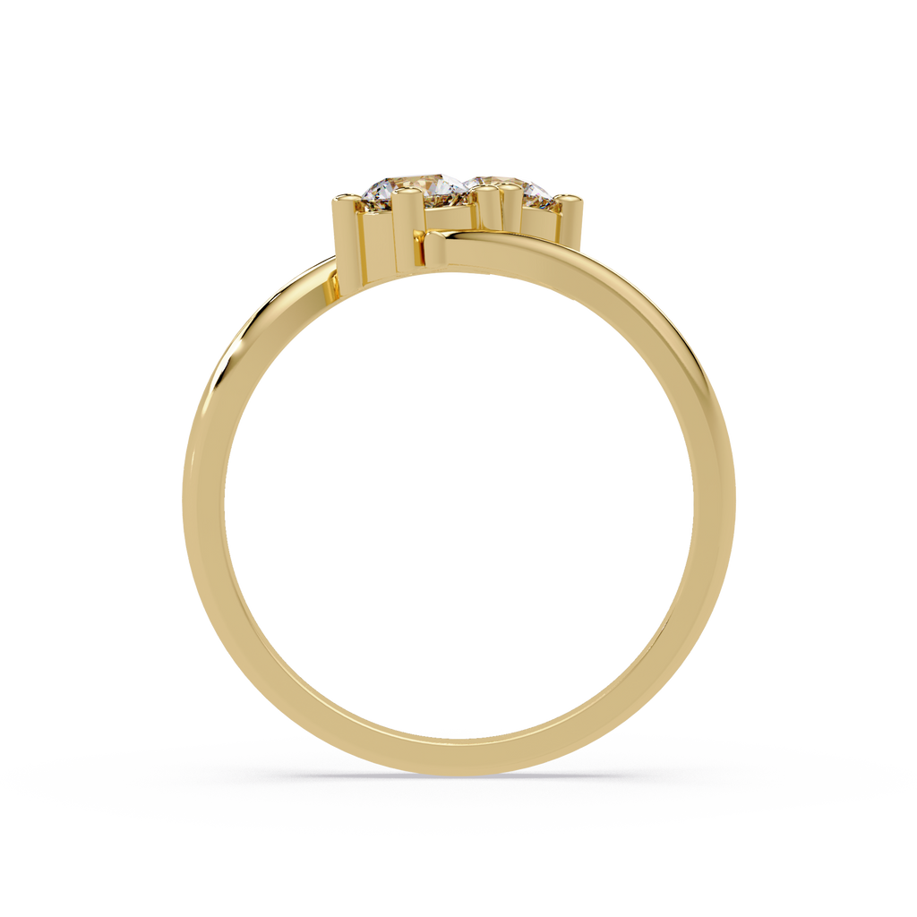 Elegant Dual Round Diamond Bypass Engagement Ring