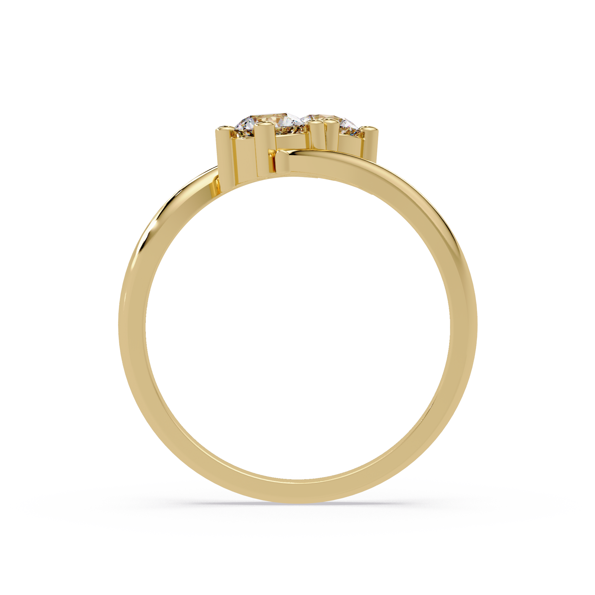 Elegant Dual Round Diamond Bypass Engagement Ring