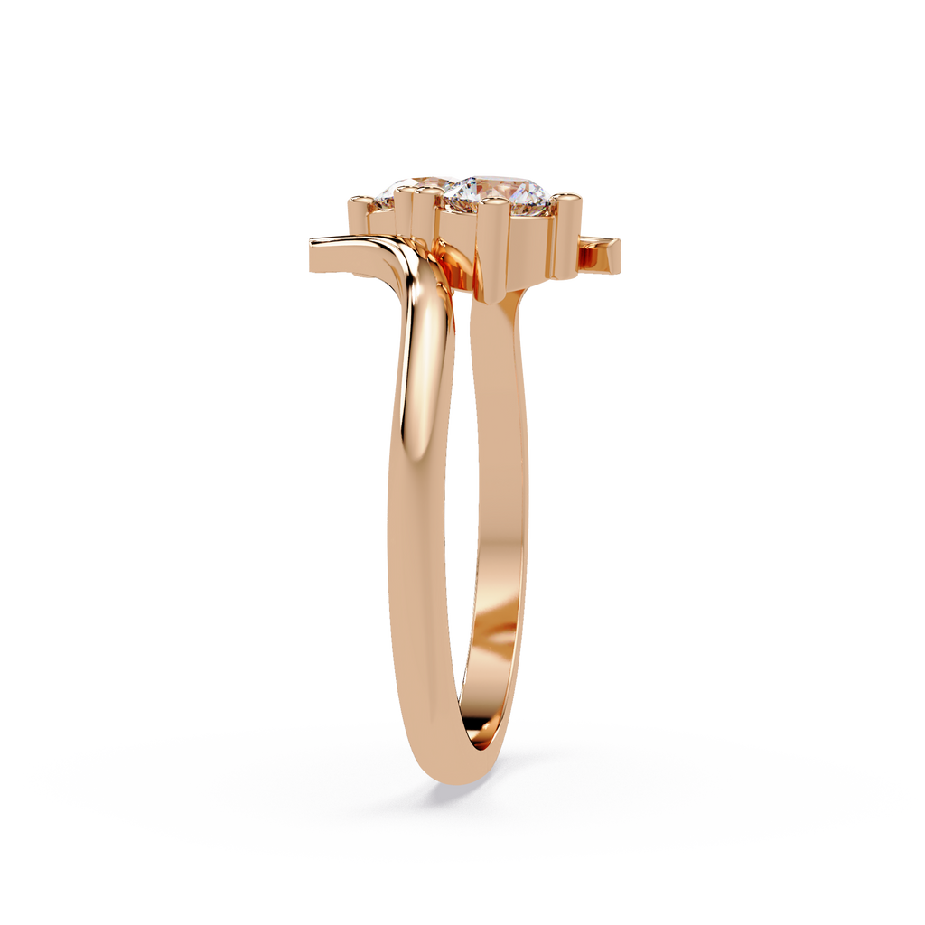 Elegant Dual Round Diamond Bypass Engagement Ring