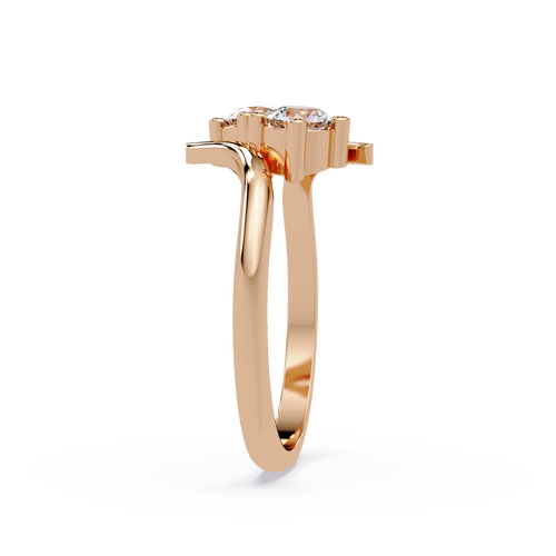 Elegant Dual Round Diamond Bypass Engagement Ring