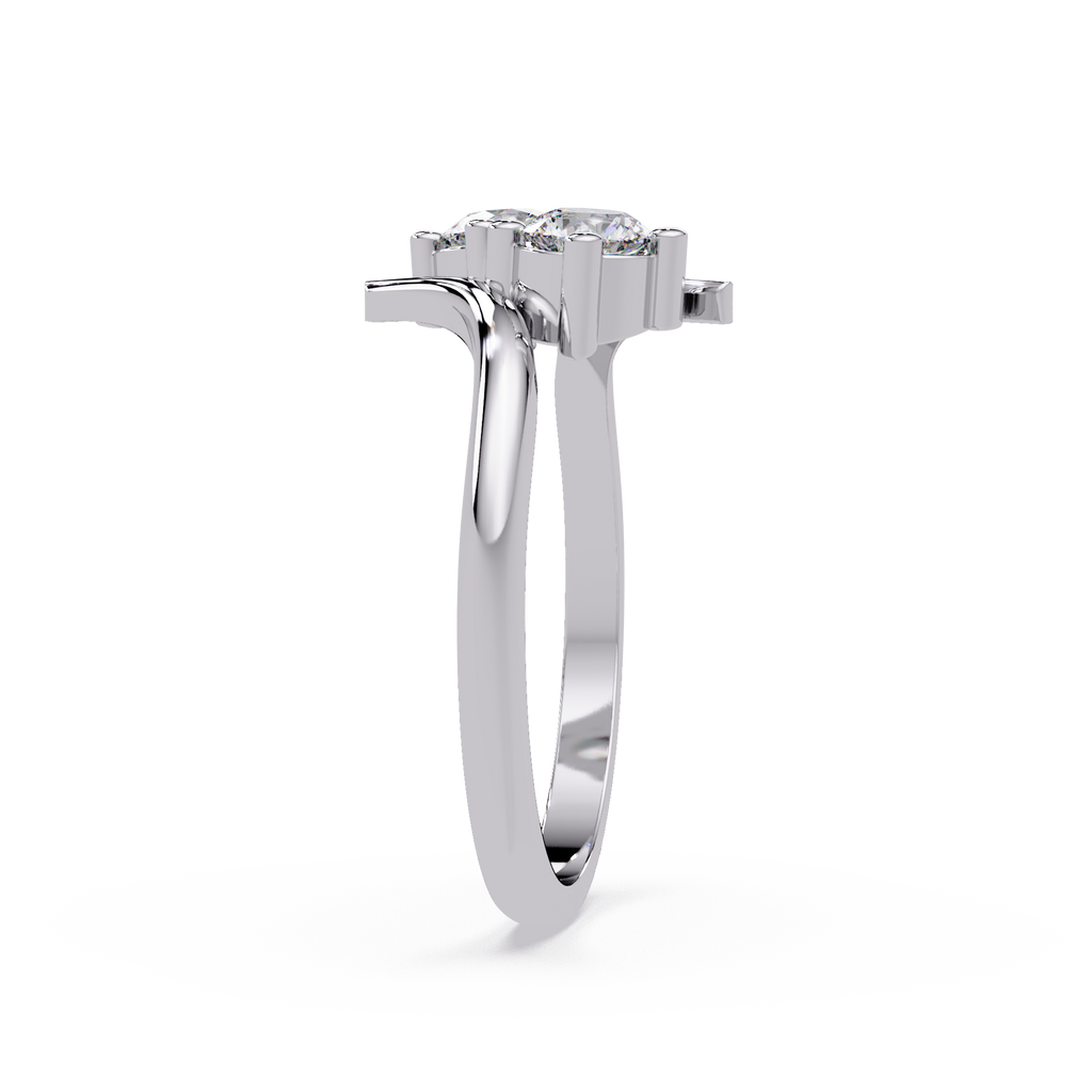 Elegant Dual Round Diamond Bypass Engagement Ring