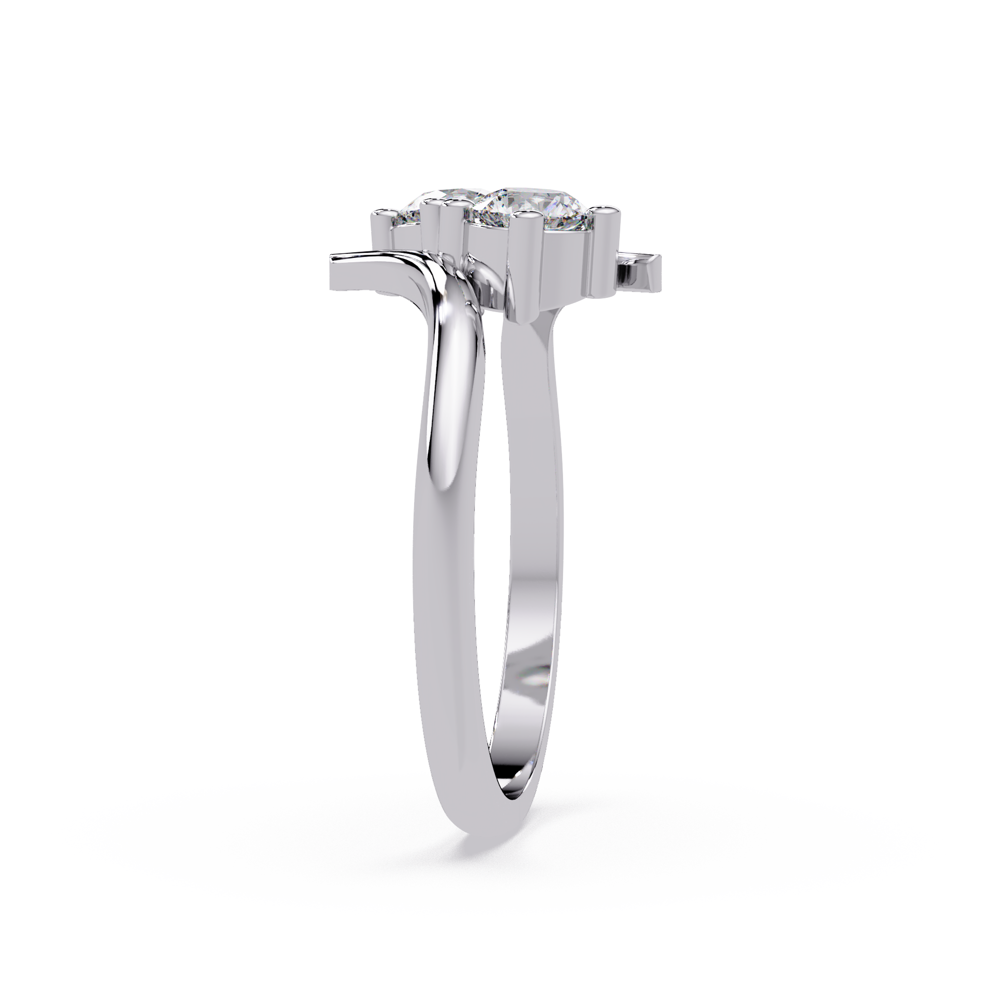 Elegant Dual Round Diamond Bypass Engagement Ring